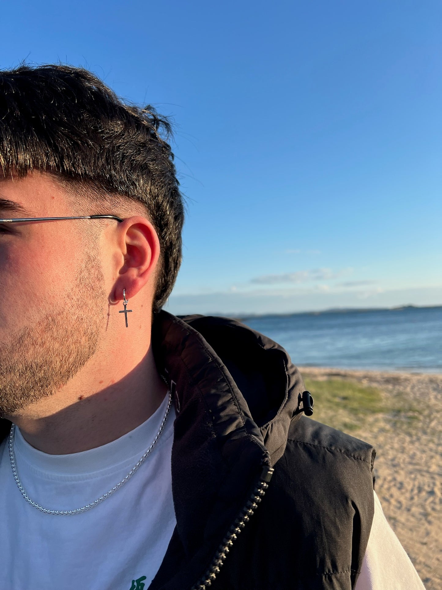 Pendientes cruz plata