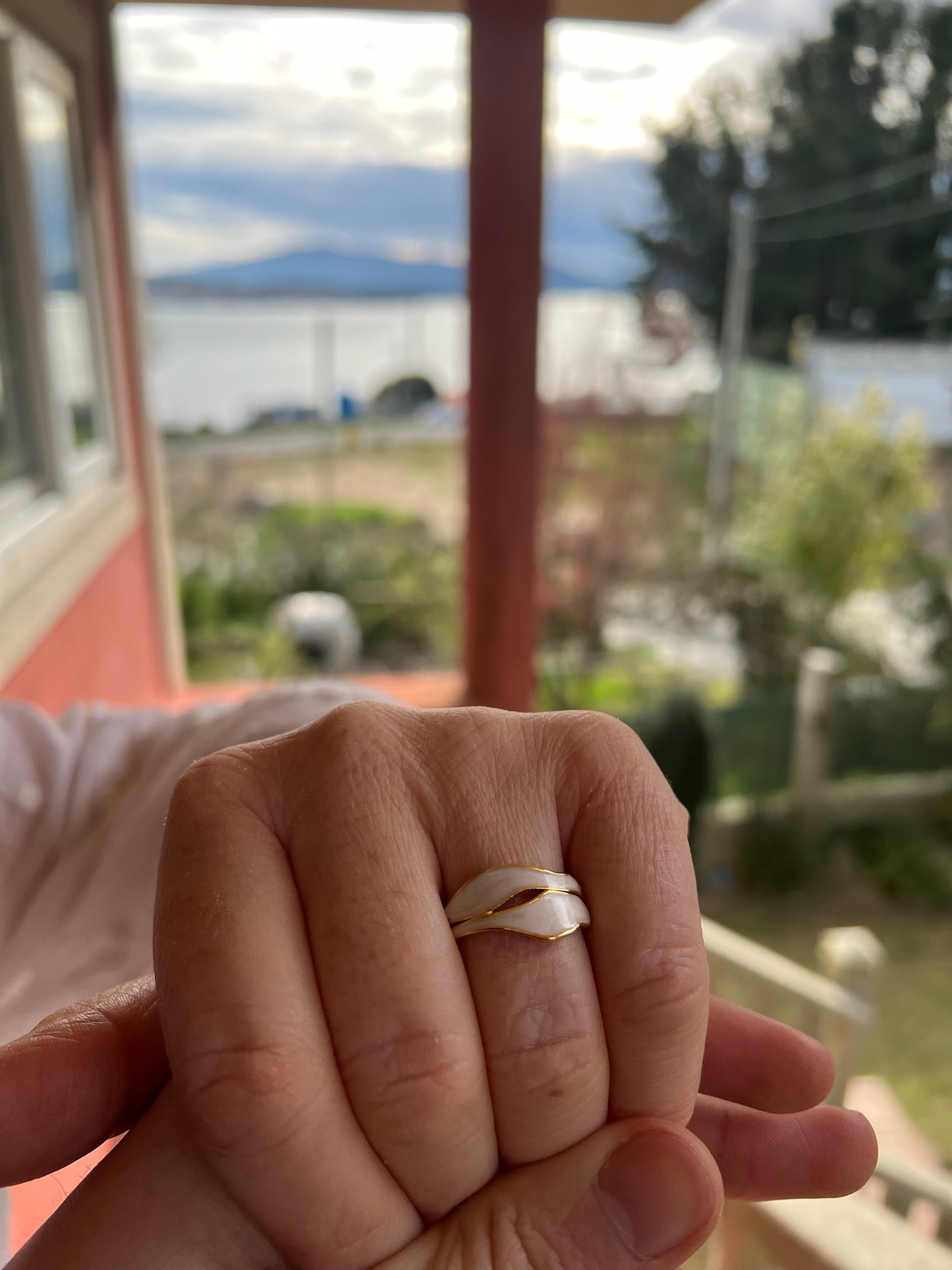 Anillo rosa blanca